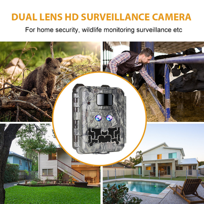 Cámara dual 13MP Cmos del rastro de la fauna de la lente 1080P de DC12V ninguna leva del resplandor