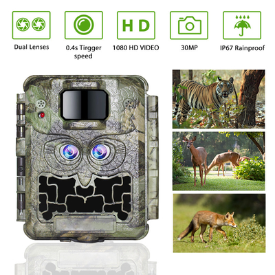Cámara dual 13MP Cmos del rastro de la fauna de la lente 1080P de DC12V ninguna leva del resplandor