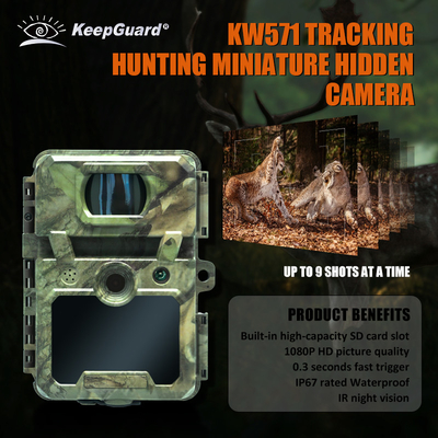KW571 Fábrica OEM ODM Mini Wildlife Scouting Camara de rastro de tiempo de lapso IP67 Sensor CMOS sin resplandor y memoria SD Visión nocturna