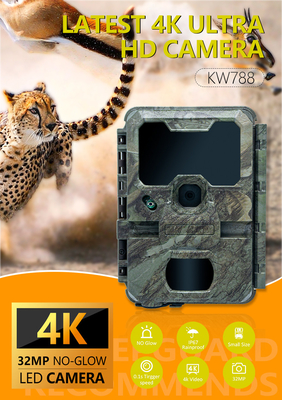 KW788 Trail cámara de caza cámara a prueba de agua 4K 32MP visión nocturna cámara a prueba de agua infrarroja