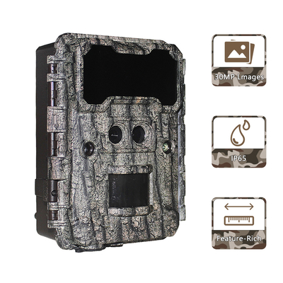 Cámara de caza al aire libre KW696 de doble lente de 30MP impermeable IP67 visión nocturna 1080p hasta 512GB de almacenamiento cámara de rastro sin brillo