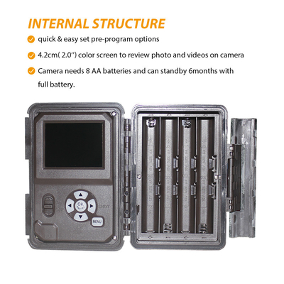 Cámara de caza al aire libre KW696 de doble lente de 30MP impermeable IP67 visión nocturna 1080p hasta 512GB de almacenamiento cámara de rastro sin brillo