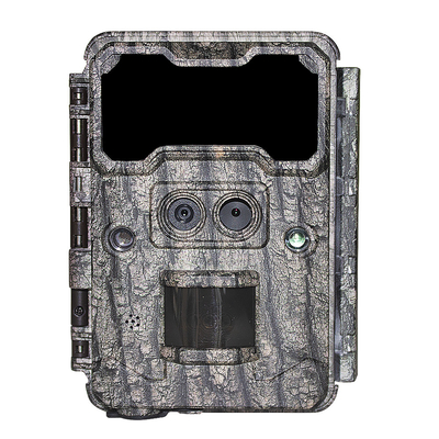 Cámara de caza al aire libre KW696 de doble lente de 30MP impermeable IP67 visión nocturna 1080p hasta 512GB de almacenamiento cámara de rastro sin brillo