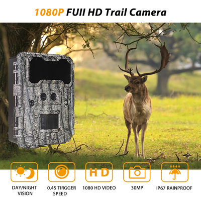 Cámaras de caza de 30MP HD con visión nocturna LED sin brillo y función PIR para vigilancia de la vida silvestre