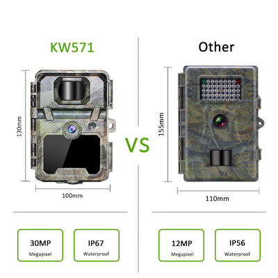 Cámara de caza KW571 con 30MP 1080P impermeable IP67 0.25s disparador hasta 512GB de almacenamiento para la caza de vida silvestre
