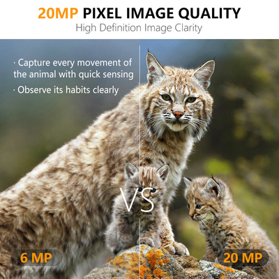 Cámara de caza de senderos 20MP 1080P Cámara de vida silvestre impermeable IP67 Cámara de juego y prueba hasta 512GB Almacenamiento hasta 82 pies