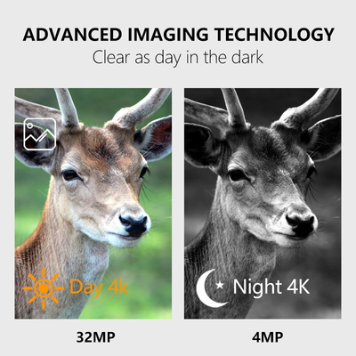 Cámara de caza con tamaño pequeño KW788 tiempo de respuesta de 0,1s 32MP vídeo 4K impermeable IP67 hasta 512GB para observación de vida silvestre