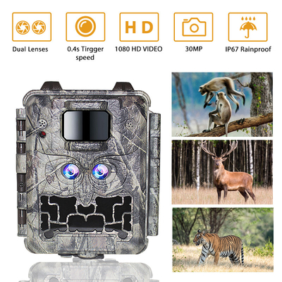 Promoción de ventas 39USD Dual lente/dual sensor Wildlife Game Camera 30MP 1080P Sin resplandor 940nm con sensor de día y noche