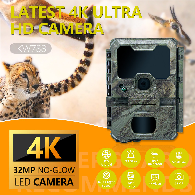 Cámara de vigilancia de vida silvestre Visión nocturna 0.1s Velocidad de captura 32MP 4K Cámara de caza impermeable IP67 Observación de animales Accesorios de cámara de caza