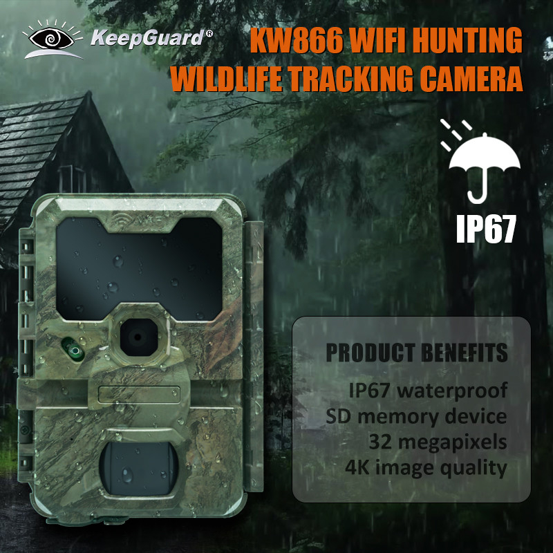 KW866 WIFI Camara a prueba de agua IP67 OEM/ODM 512GB Almacenamiento Tarjeta de memoria SD 32MP 4K fácil de usar