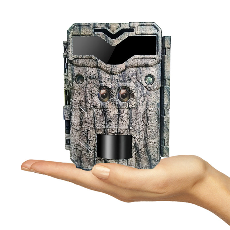 Cámara de caza KW698A de doble lente 1080P 30MP resistente al agua IP67 hasta 512GB de almacenamiento visión nocturna 0.25s cámara de juego