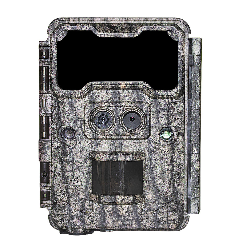 Cámara de caza al aire libre KW696 de doble lente de 30MP impermeable IP67 visión nocturna 1080p hasta 512GB de almacenamiento cámara de rastro sin brillo