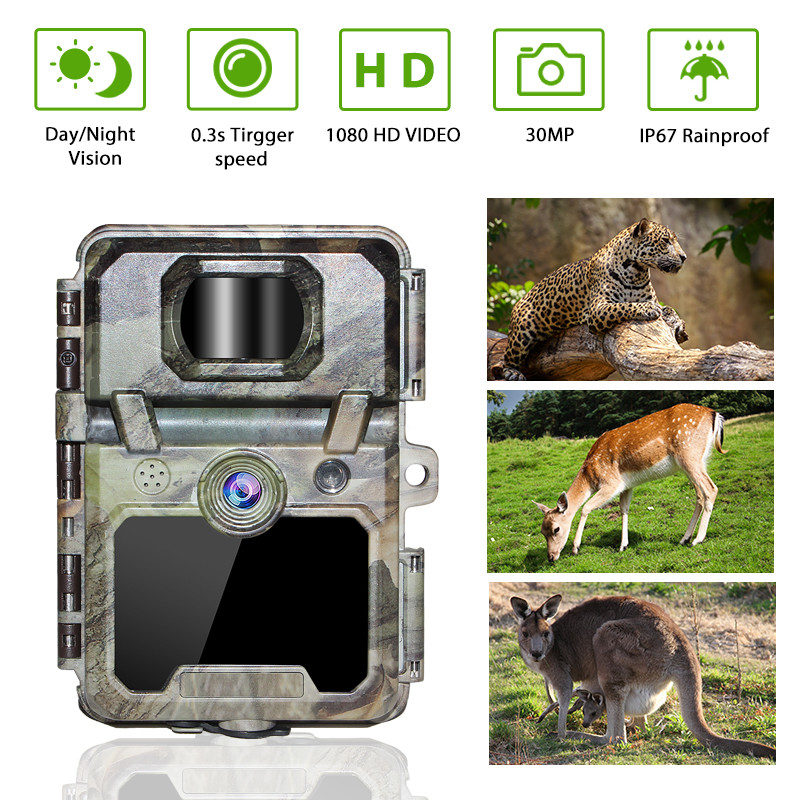 Cámara de juegos KW571 con impermeable IP67 Sensor CMOS sin resplandor 30MP foto 1080P 0.25s velocidad de disparo visión nocturna
