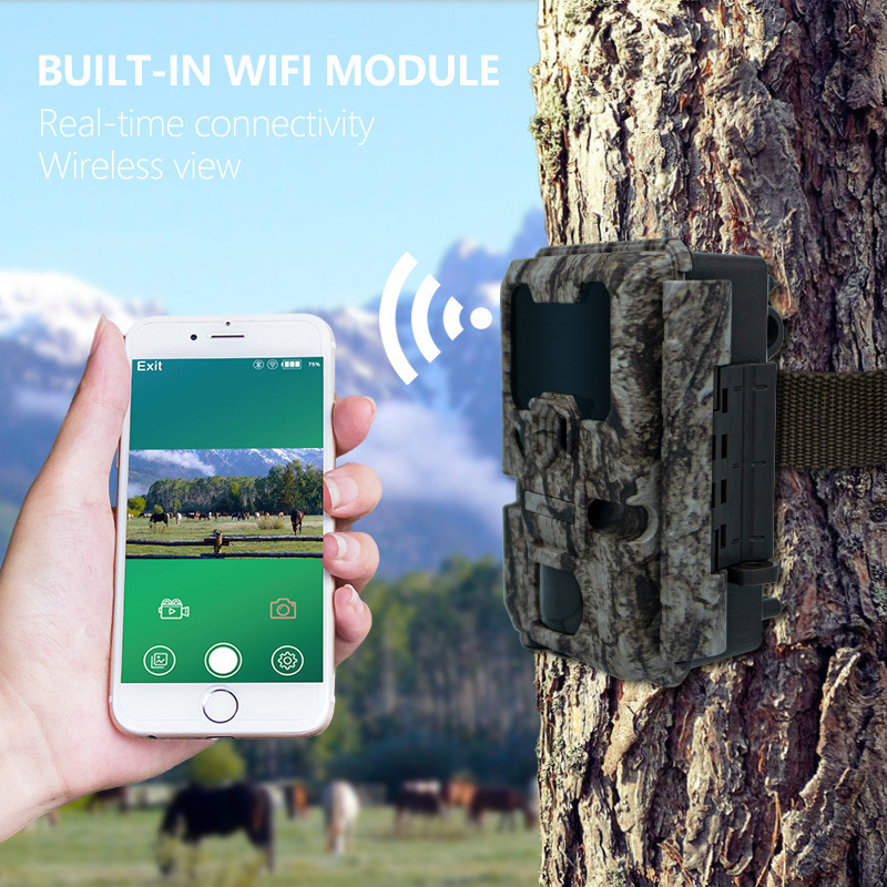 Cámara de caza de senderos 20MP 1080P Cámara de vida silvestre impermeable IP67 Cámara de juego y prueba hasta 512GB Almacenamiento hasta 82 pies