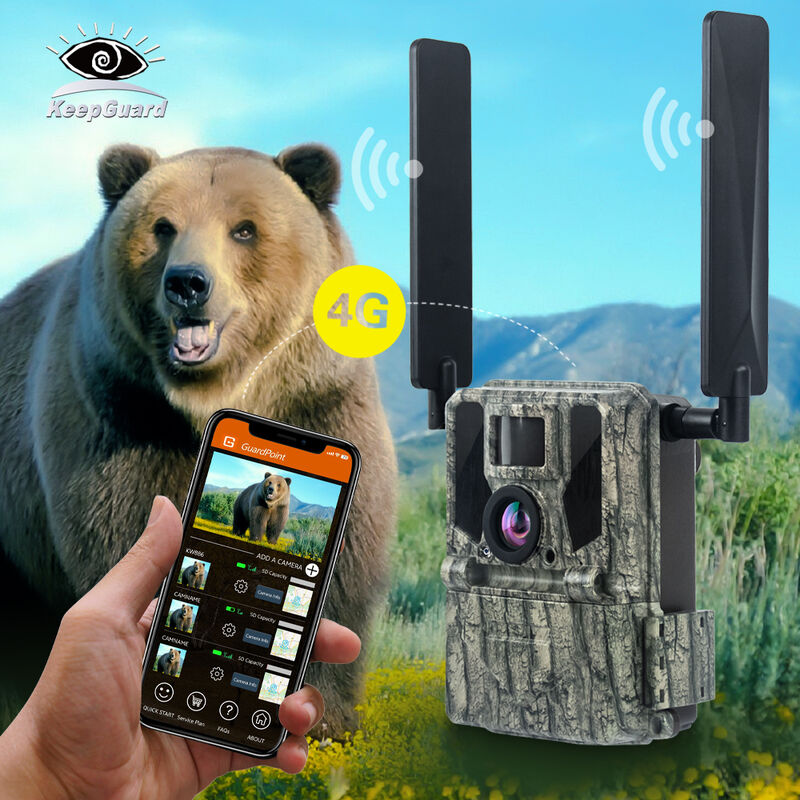 Cámara de rastro 4G con capacidad de visualización remota y carcasa robusta diseñada para capturar imágenes detalladas en ubicaciones remotas