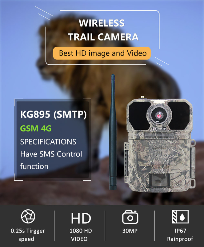 La cámara al aire libre Cmos del rastro de la fauna del G/M MMS camufla 30MP 4G 1080P que caza la cámara